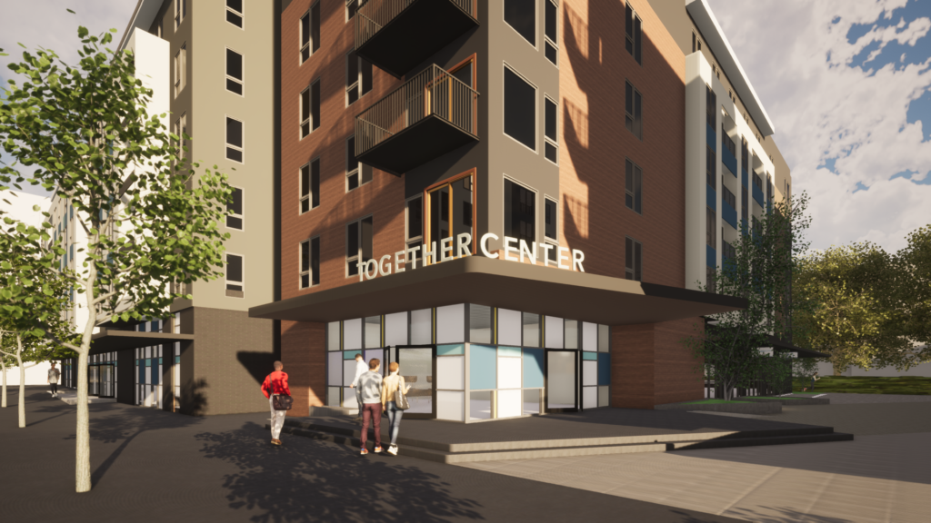 Rendering of new Together Center Front Entry